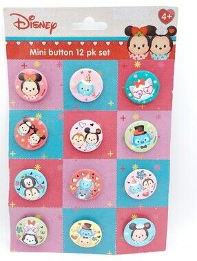 Disney Tsum Tsum Mini Button Pin Badge Set 12 Pack Walgreens New Sealed Collecti